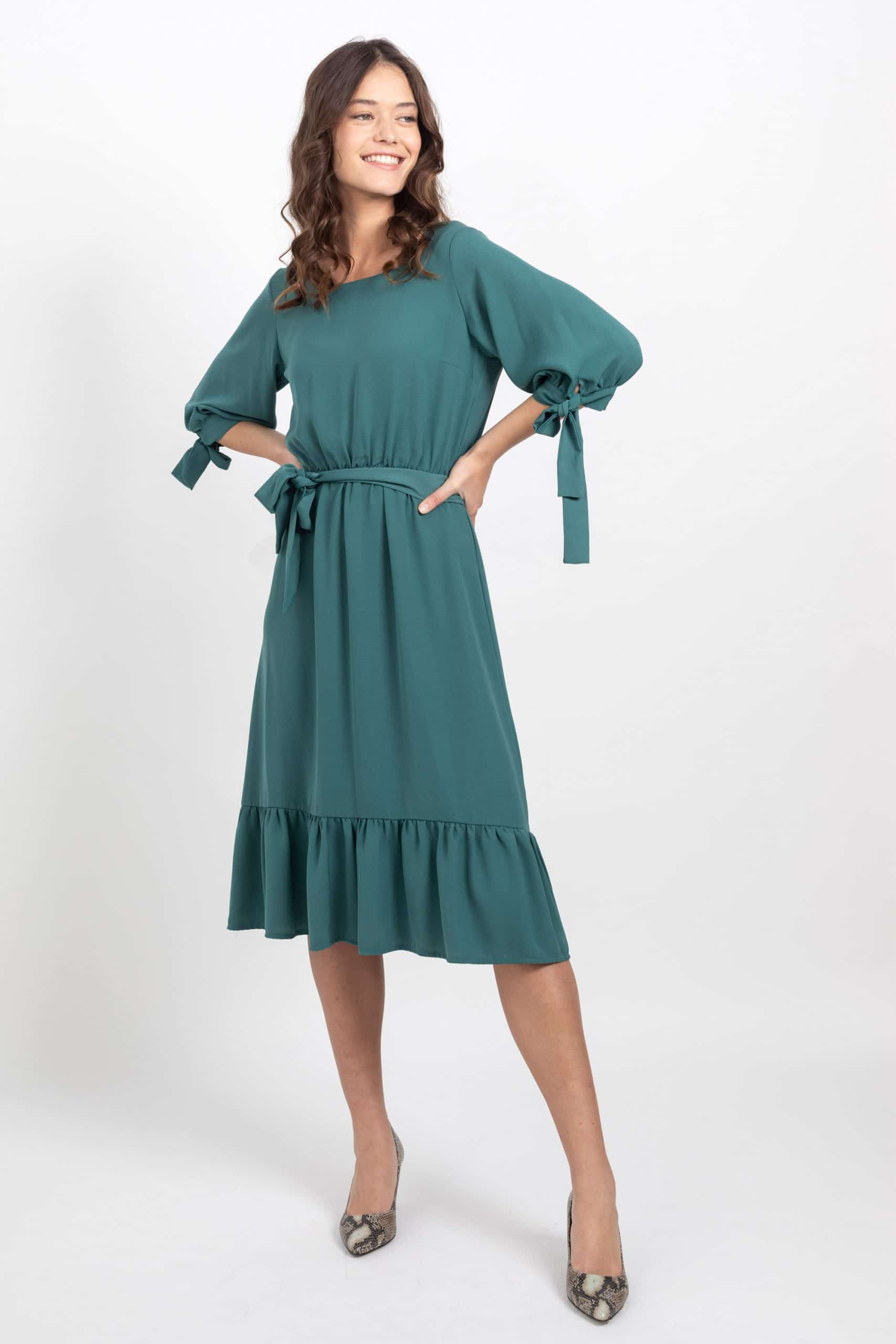 dark green midi dress