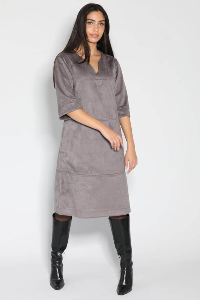 Faux suede gray pocket dress